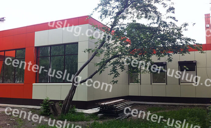 Установка фасада торгового комплекса